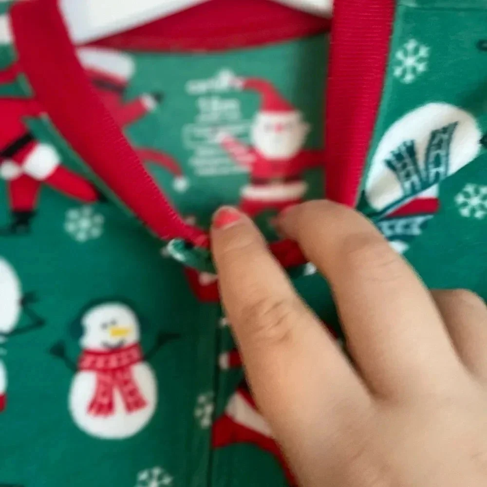 Carters baby fleece footie red and green Christmas pajamas size 18 months